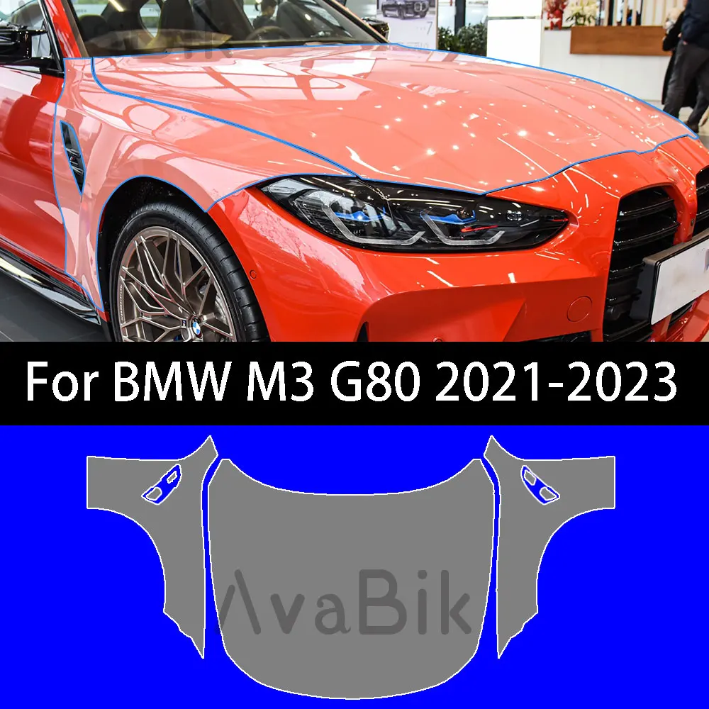 Pre Cut PPF TPU for BMW M3 G80 2021 2022 2023 Paint Protection Film Precut Car Cover Car Anti-Scratch Body Sticker Clear Kit Bra