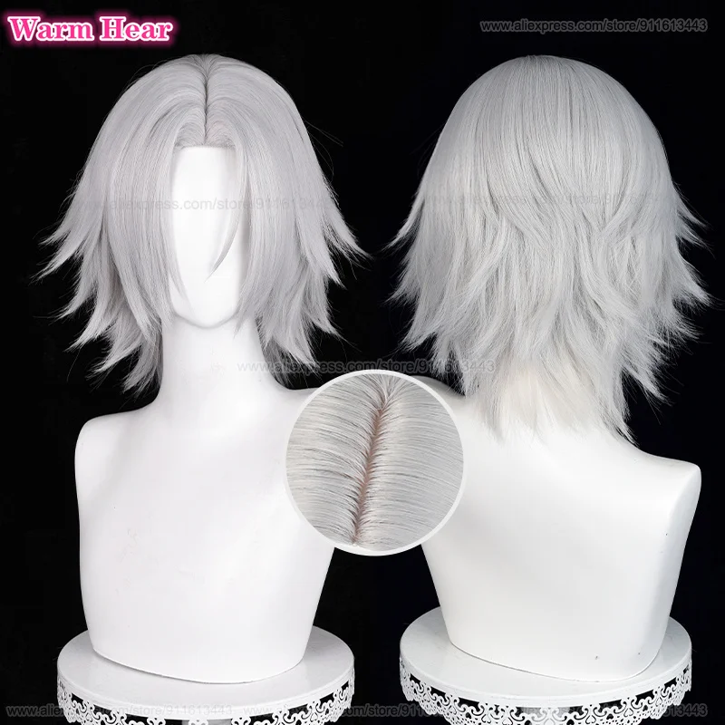 

Высококачественный синтетический аниме Gokudera Hayato, короткий парик для косплея, 33 см, теплый серый парик, термостойкие волосы, вечерние парики + бесплатная шапочка для парика