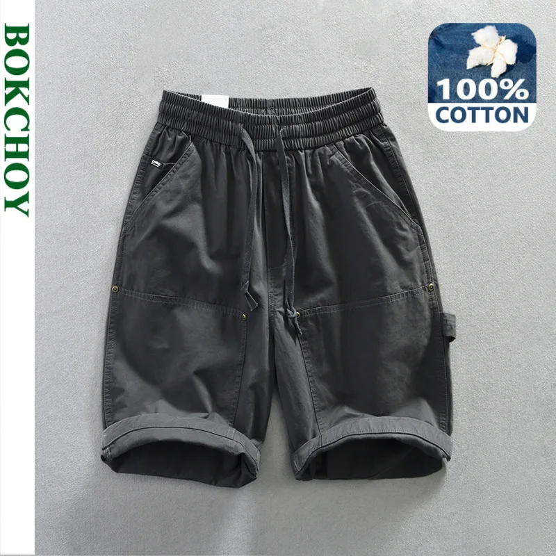 AZT121-pantalones cortos Cargo informales para hombre, ropa de calle 100% de algodón, de gran tamaño, novedad de verano