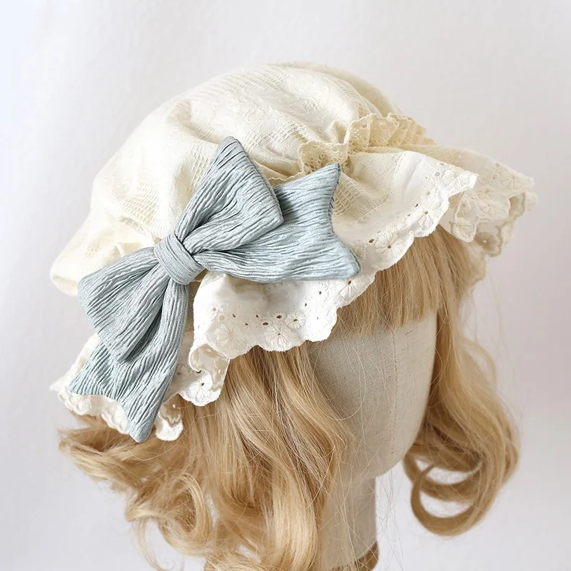 Lolita Bow Hat Lace Ruffle Sleeping Hat Sunscreen Hat Lolita Cute Baby Hat Medieval Performance Hat