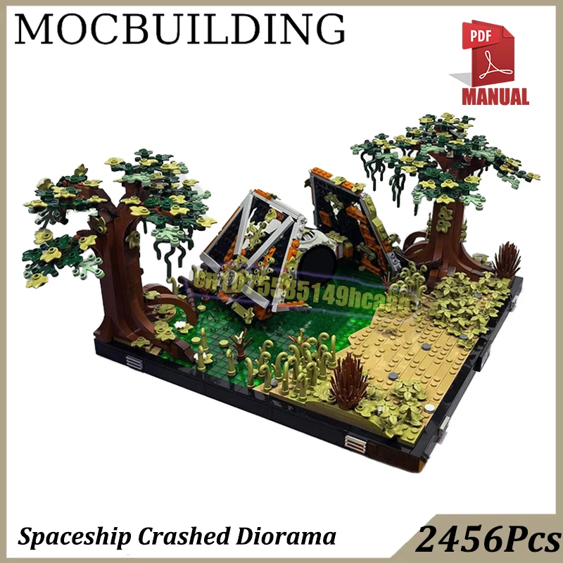 

Диорама разрушенного космического корабля MOC: Конструктор для сборки научно-фантастической космической сцены, декор для полки, игрушка для конструирования, подарок на день рождения
