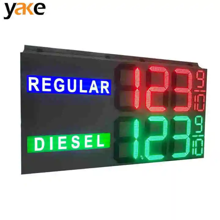 

Shenzhen Yake LED IP68 Price Sign Dual-Sided Outdoor Waterproof 4-Digit (8 Segment) Station Display for Shopping Mall Best