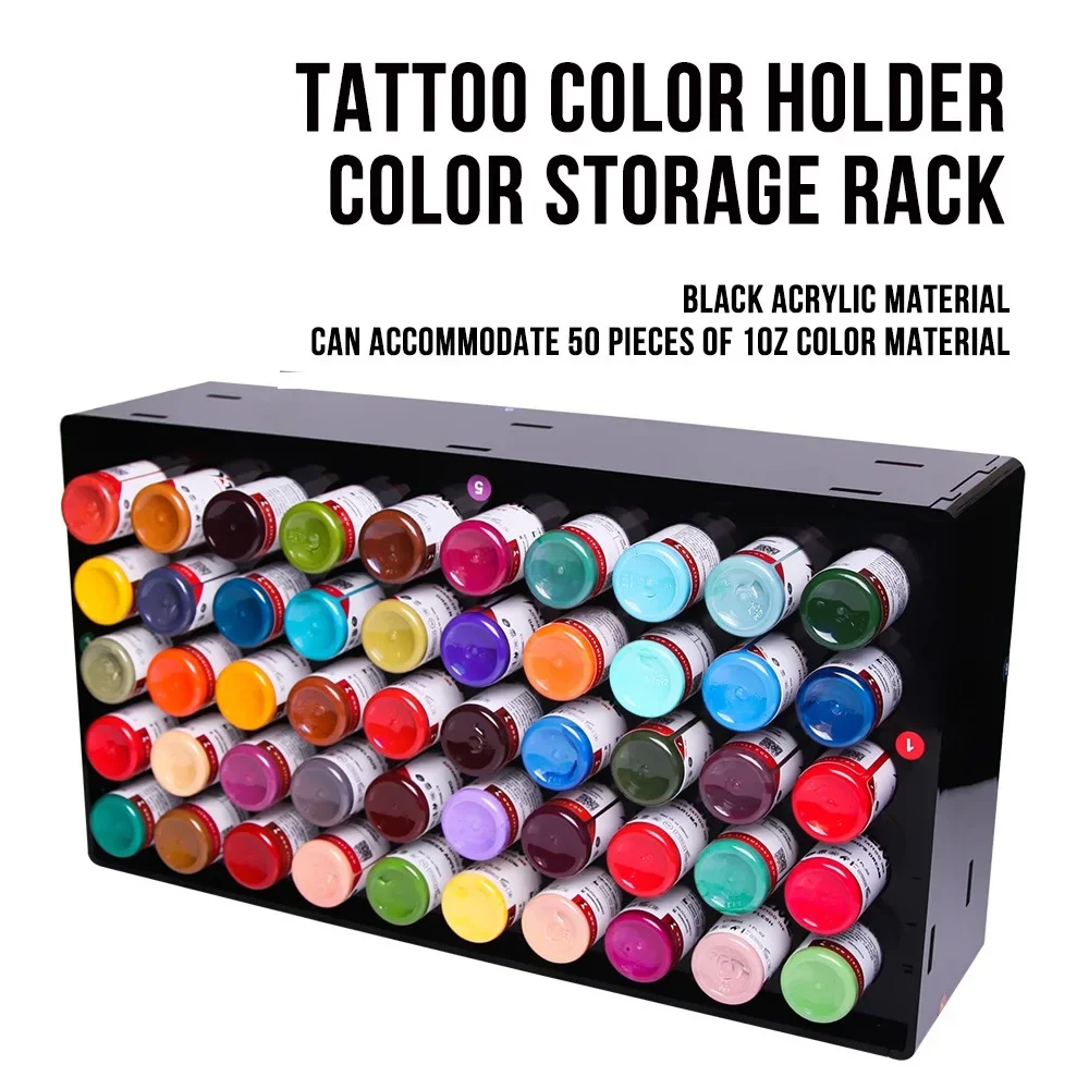 

50 Hole Tattoo Ink Holder Display Stand Wall-Mounted Tattoo Pigment Bottle Rack Tattoo Ink Organizer Storage Box Rack Make Up