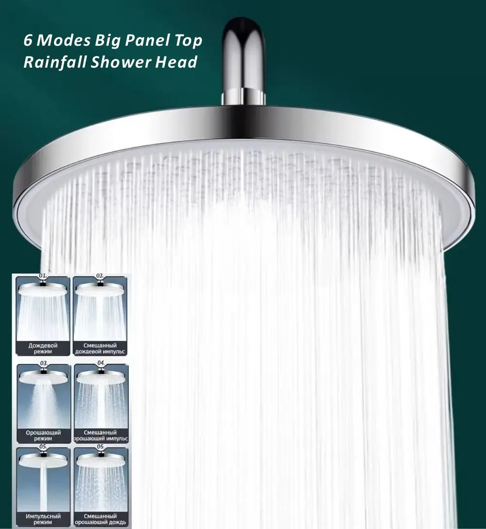 

New 6 Modes Rainfall Shower Head Bathroom High Pressure Top Rain Shower Heads With Filter Shower Faucet Accessories
