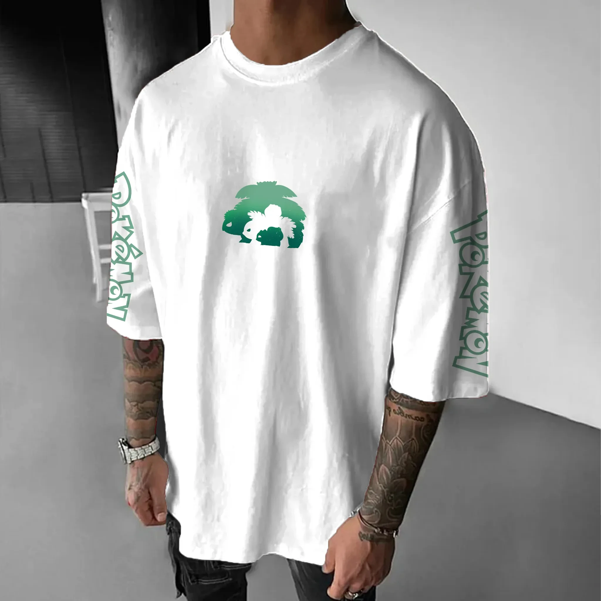 بوكيمون انمي ياباني الطرفية Bulbasaur تي شيرتات قصيرة الاكمام بوكيمون الصيف الرجال موضة تنفس سترة رياضية علوية #2