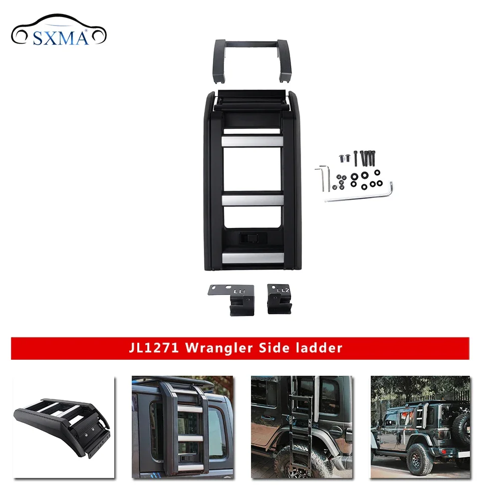 Shanghai Sanfu Car Accessories Fit For Jeep W rangler JL 18+ JL1271 Foldable Side Ladder Stairs Aluminum Alloy Side Fold Ladder