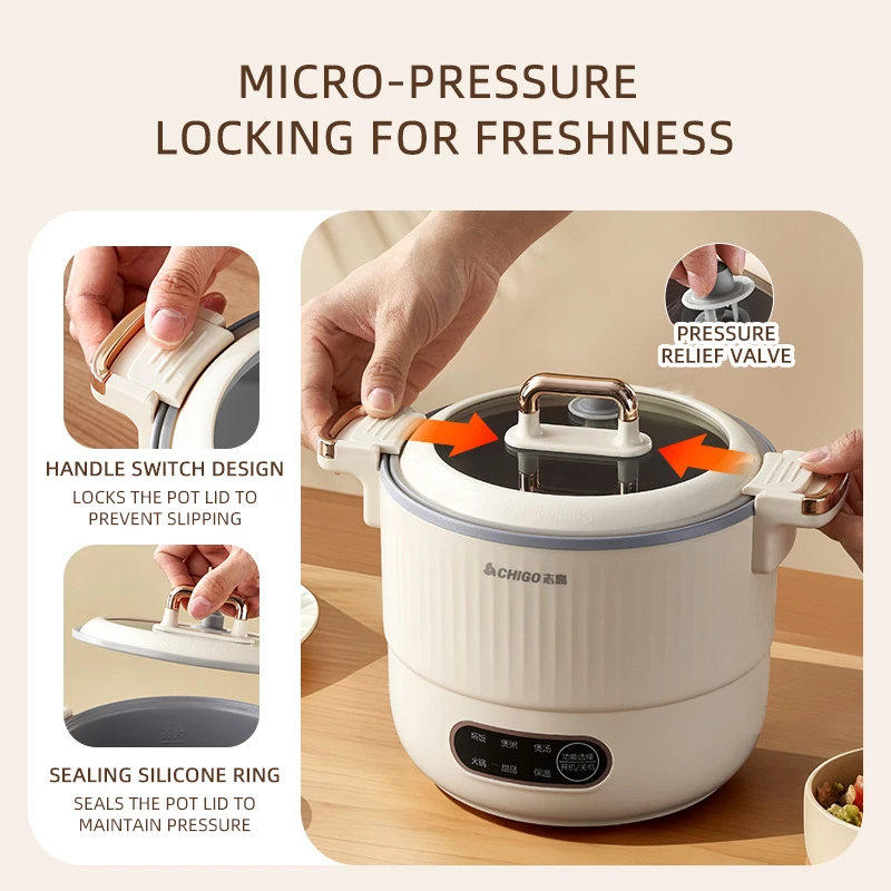 600 واط طباخ كهربائي متعدد الوظائف وعاء كهربائي جهاز طبخ الأرز المنزلي يخدم 2-3 أشخاص وعاء غير لاصق سهل التنظيف قطعة واحدة تصميم #4