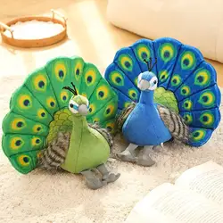 Cute Simulation Green Peacock Plush Toy Blue Peacock Doll Decorative Ornament Gift Bird Doll Zoo Souvenir Ornament Photo Props