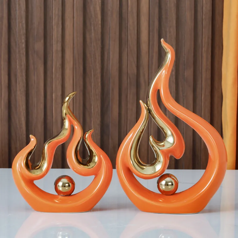 Modern European Creative Ceramic Figurine White Fire Shape Ceramic Accessories Home Livingroom Desk Furnishing Decoration