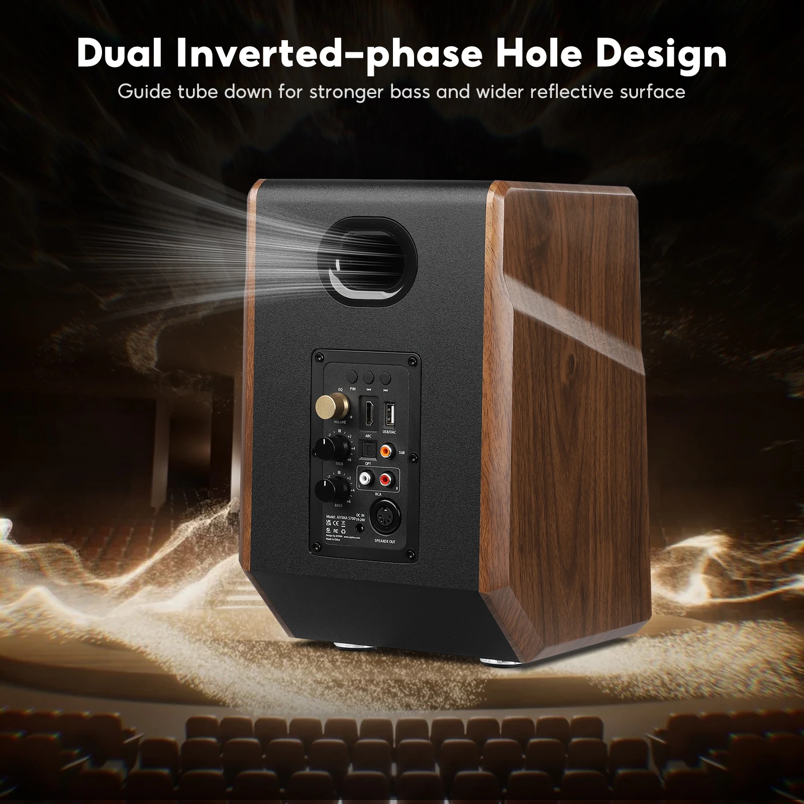 AIYIMA S700 مكبرات صوت رف الكتب النشطة 120 وات بلوتوث نظام صوت HiFi لاسلكي رف الكتب الخشبي مكبر صوت مخرج الصوت مضخم صوت