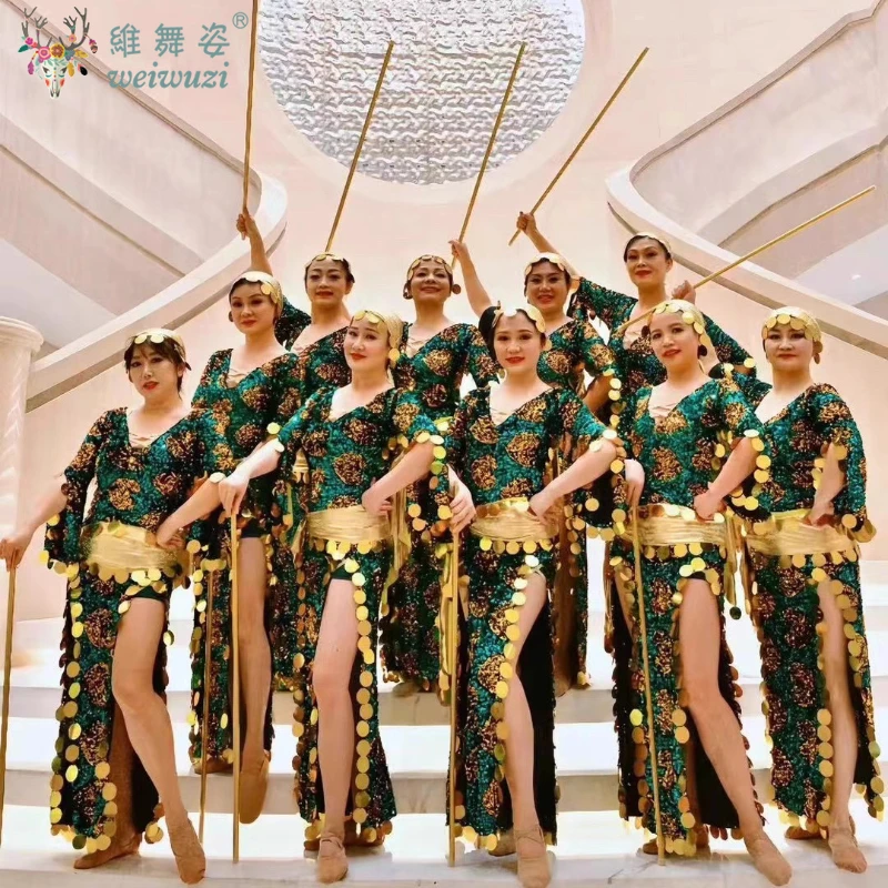 Strój do tańca brzucha dla kobiet, drukowany, personalizowany, szata, odzież baladi, shaabi, strój ludowy baladi, odzież orientalna damska