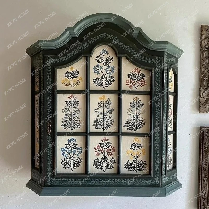 

Retro painted wall cabinet/wall wooden decoration small apartment wall decoration layer frame customization