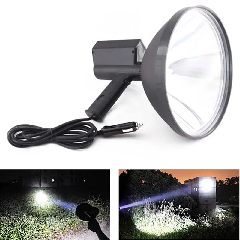 12V 100W HID Handheld Spotlight 9 Inch Outdoor Camping Search Light High Power Portable Beam Lamp for Hunting Fishing Night