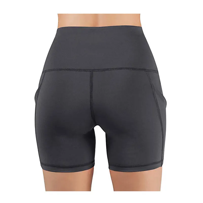 Pantalones cortos de cintura alta para mujer, pantalón corto de Yoga con bolsillo para entrenamiento, correr, Fitness, deportes atléticos, Leggings de Yoga