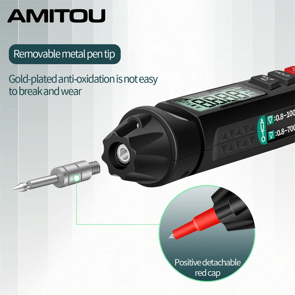 AMITOU A3007 قلم متعدد 6000 التهم المهنية الرقمية NCV التيار المتناوب/تيار مستمر الجهد أوم ديود تستر الذكية القلم نوع كاشف جهد