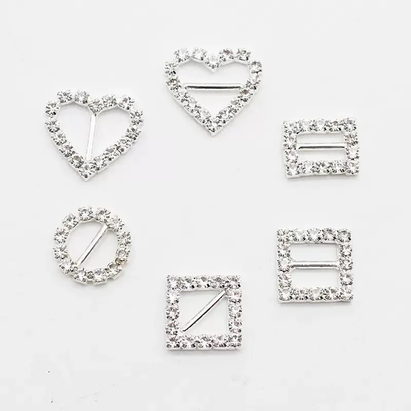 10pcs heart buckle with horizontal bar for invitation ribbon slider 15mm