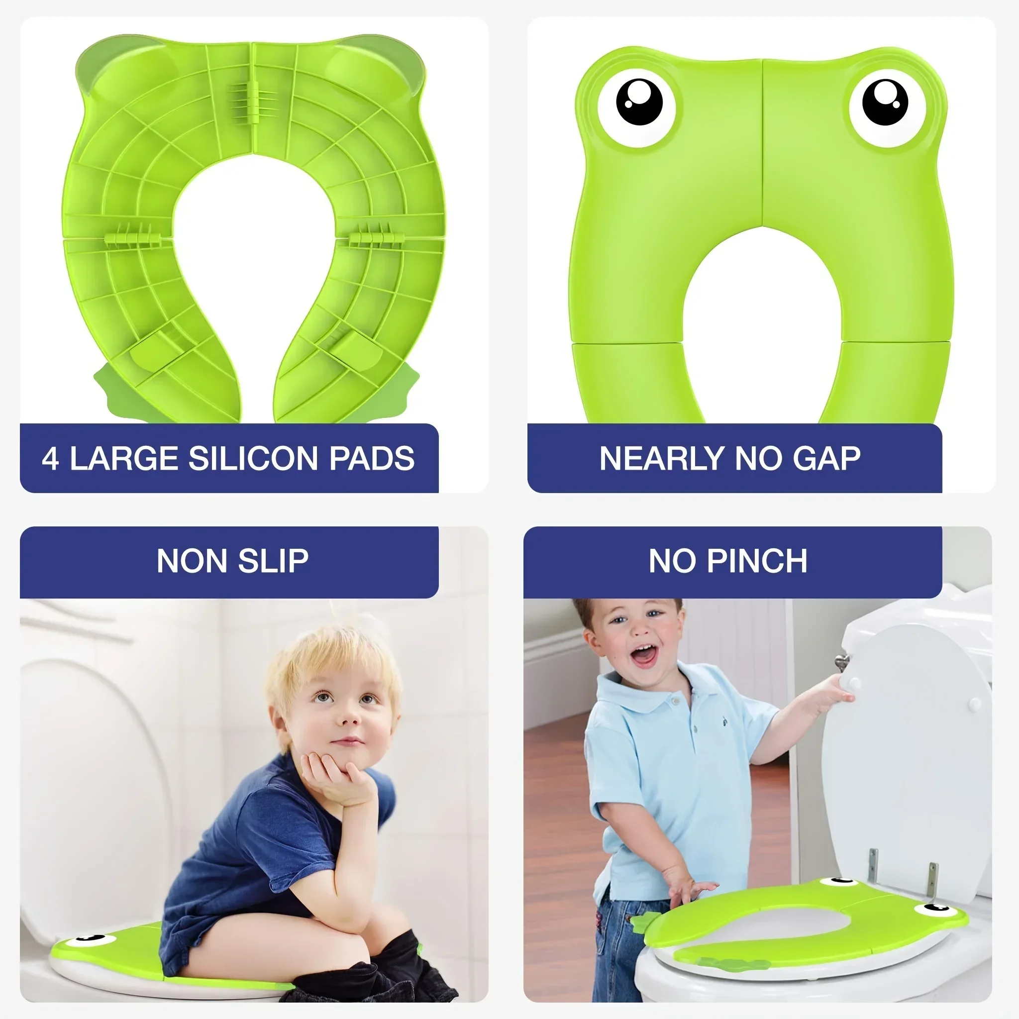 Toddlers Toilet Seat, Recyclable Potty Seat Cover for Travel Portable Folding Non Slip Silicone Pads Potty Training Seat