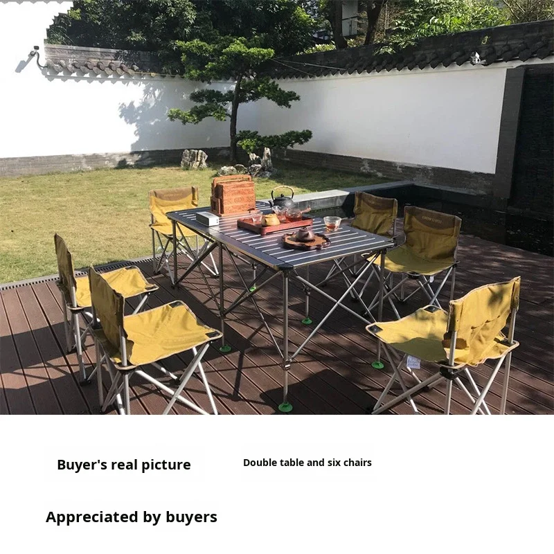 BRS-Z32 Z31 Outdoor Wood Grain Egg Roll Picnic Folding Table Portable Park Beach BBQ Camping Road Trip Brother Jiedeng Made