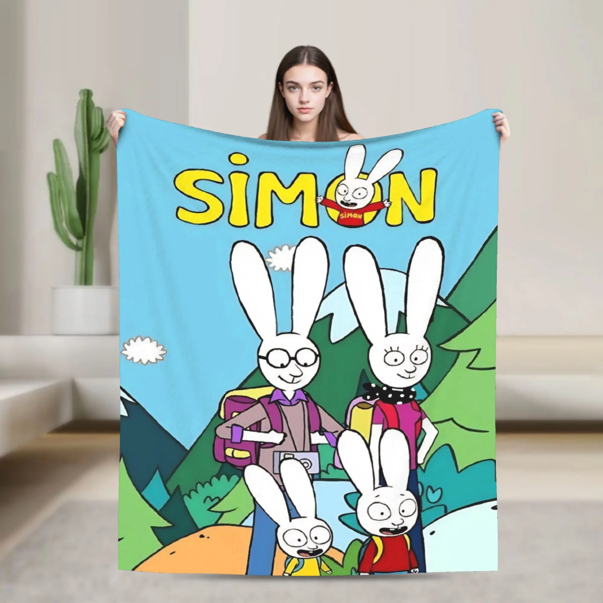 Simon Super Rabbit Blanket Lightweight Thin Velvet Cute Gift  Throw Blankets Plush Thin Quilt