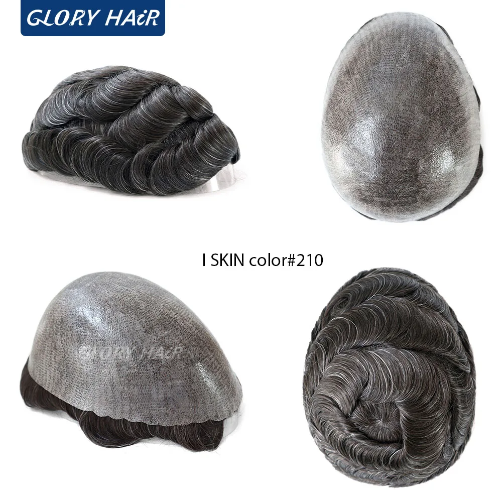 

Gloryhair-0.12-0.14mm Hair Prosthesis Multiple Sizes Toupee Wig Men 130% Density Hair Pitch Indian Human Hair Replacement System