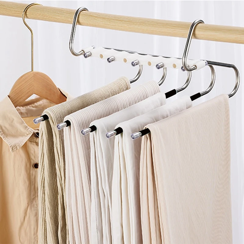 Multi-Functional Anti-Skid And Anti-Tilt Stainless Steel Trouser Rack Multi-Layer Seamless Trouser Rack Storage Easy To Replace