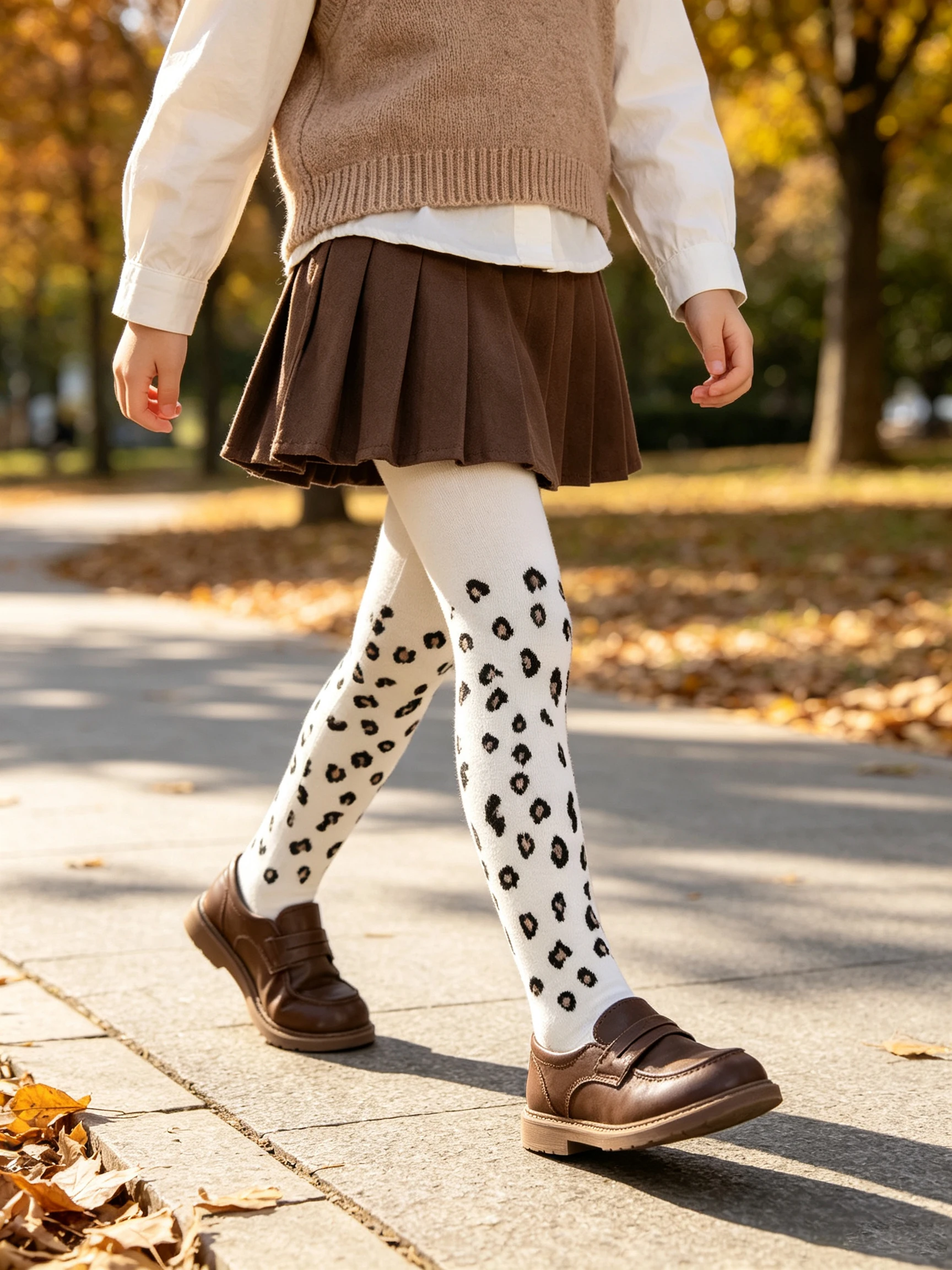 1/3Pcs Girls Leopard Ribbed Tights Soft Stretchy Knit Pantyhose Kids Fashion Leggings for Spring Autumn Daily Matching Outfits