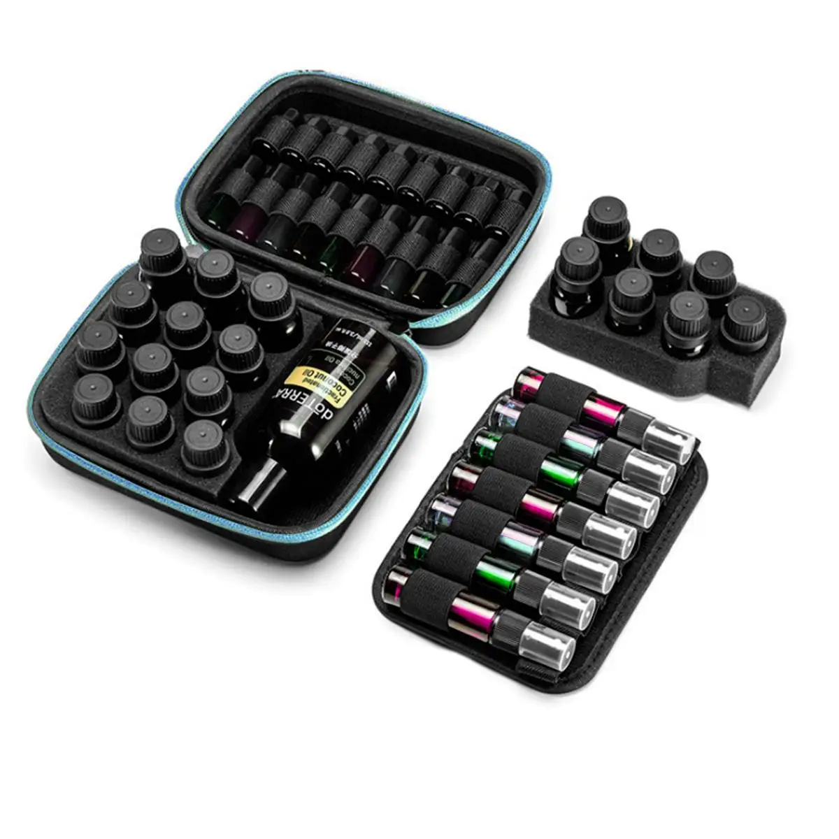 

Empty Roller Bottles Essential Oil Bag Blue Travel Lipstick Case Shockproof Large Capacity Storage Box Perfect for Trip Women