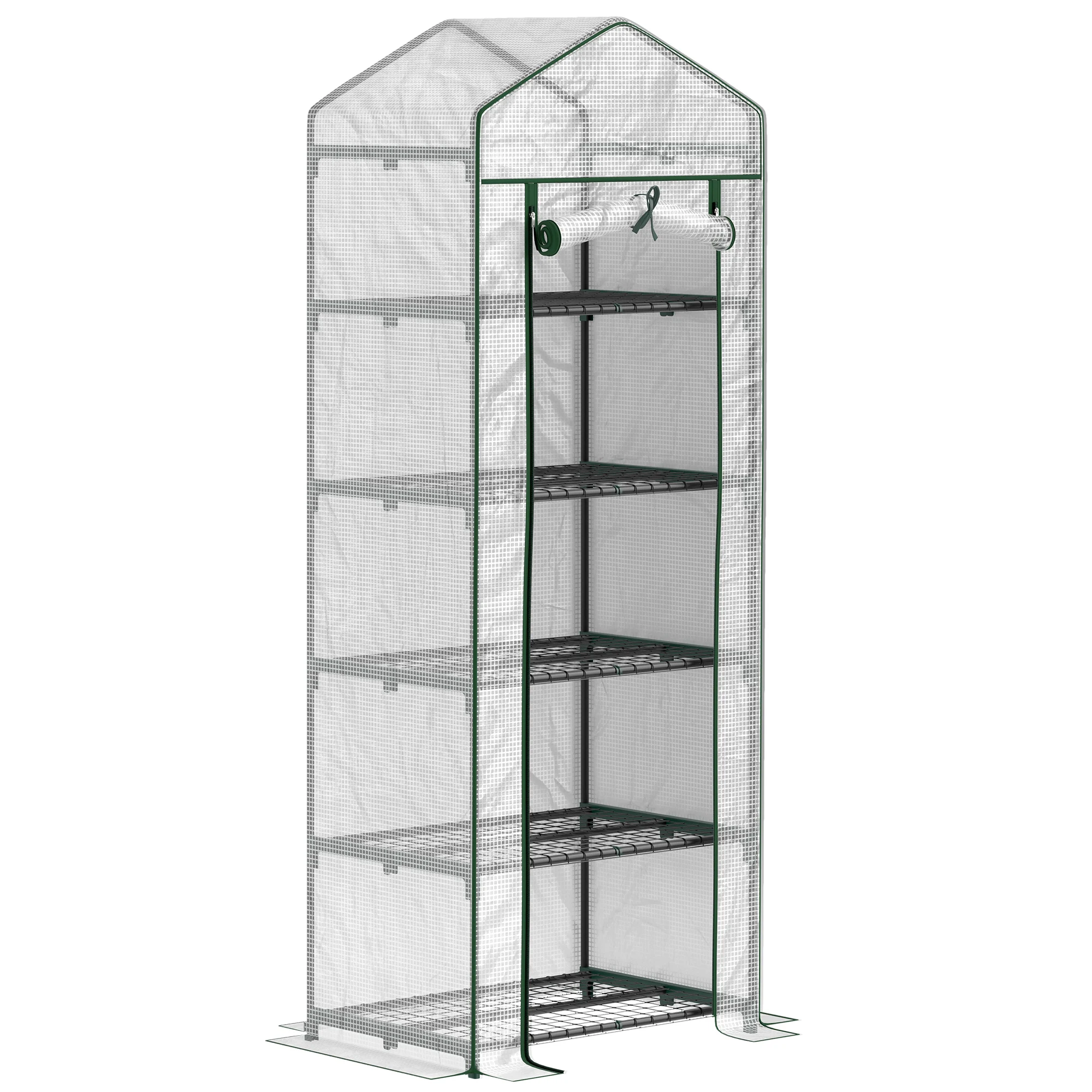 Outsunny klein kas met 5-laags planken 69X49X193 cm transparant