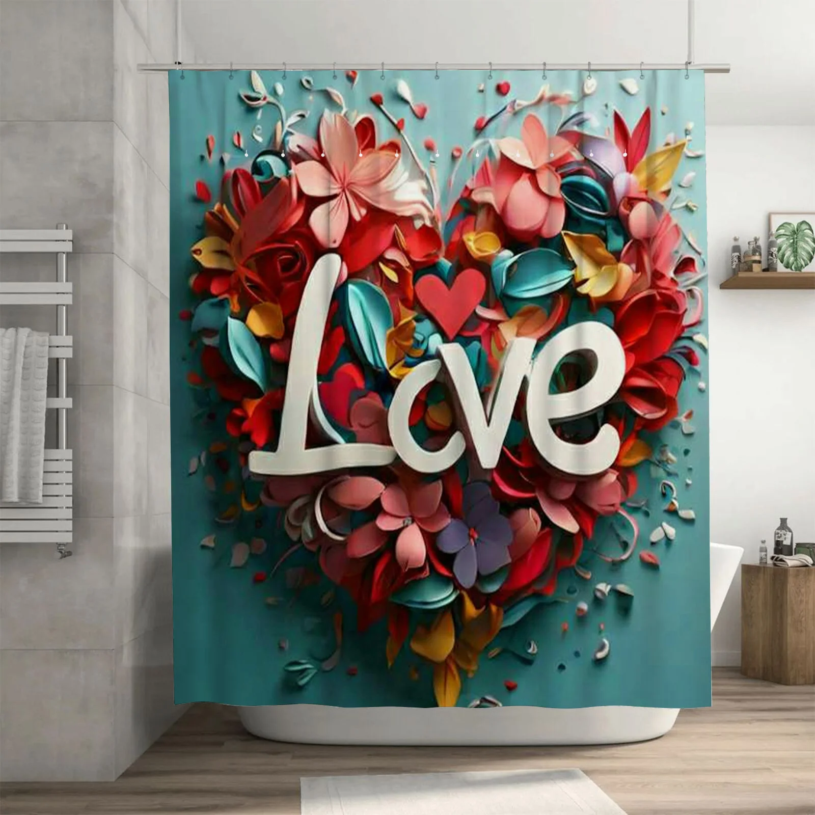 

3D занавеска для душа «Любовь» | Красочный и романтический декор для ванной комнаты