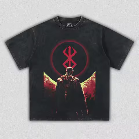 Berserk Griffith Washed Oversized Tee Street Hip Hop T Shirt Women Men Heavy Cotton Short Sleeve Harajuku Male Female Streetwear