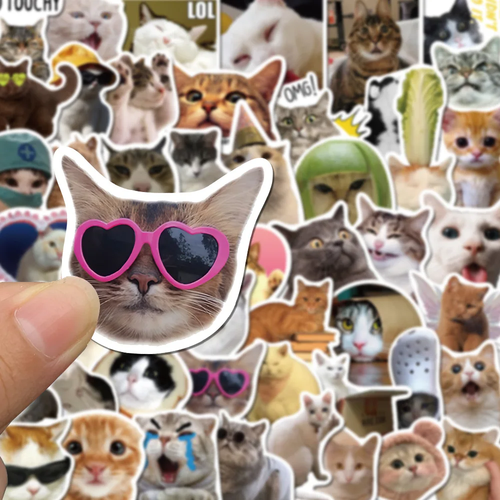 50PCS Nette Lustige Katze MEME Tiere Graffiti Aufkleber Telefon Gitarre Laptop Notebook Koffer Tasse Wasserdichte Aufkleber Kinder Spielzeug