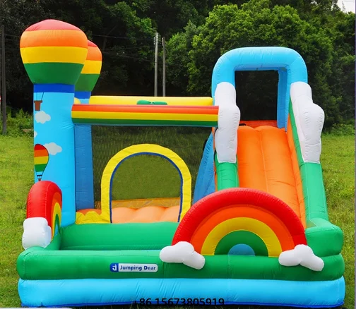 

Kids Inflatable Castle with Slide and Jumping Area Home Use Bounce House Play Center Children Playground Indoor Outdoor Fun