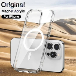 For Apple Original Magnet Magsafe Case Iphone 15 14 13 12 Mini 11 Pro Max 7 8 Plus X Xs Xr Se 2020 Clear Cover Magnetism Acrylic