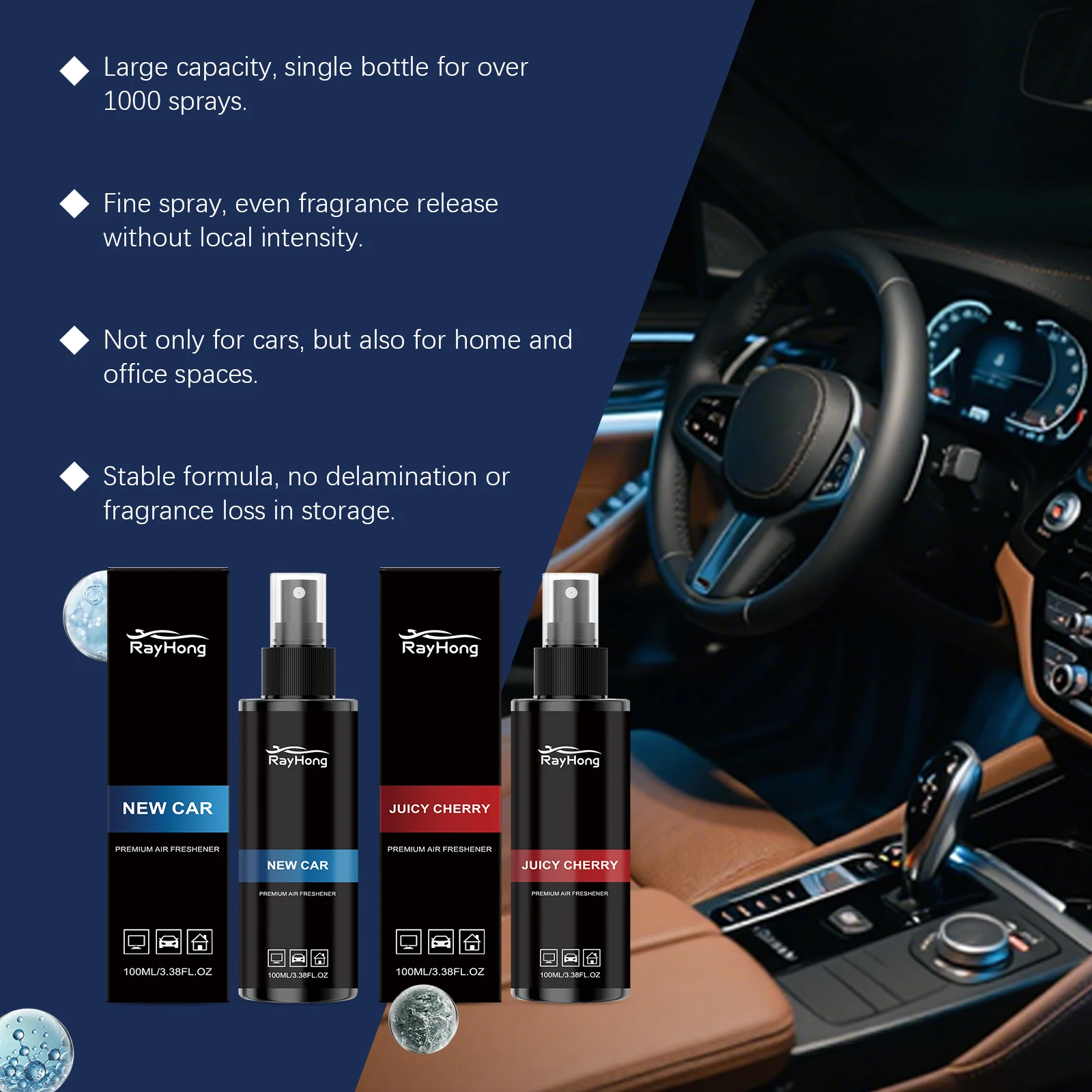 Car Interior Scent Spray Eliminates Odd Odors For Vehicle Cab Home Office Space Long‑Lasting Fragrance Portable Deodorizer Mist view 6