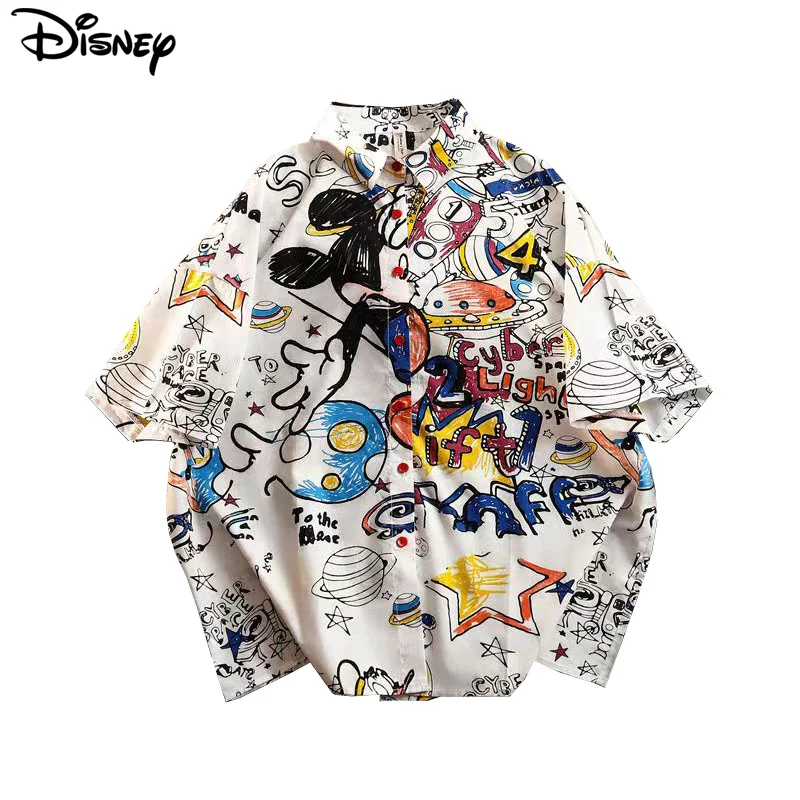 

Disney 2024 New Arrival Top Fashion Autumn Cotton Loose Ins Couple Casual Cartoon Donald Duck Print Long Sleeve Casual Shirts