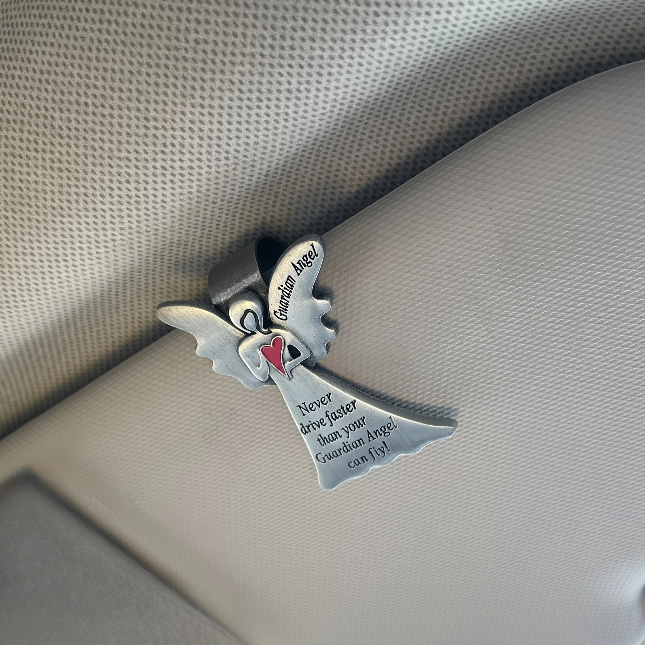 [1pc Stainless Steel Clip] 1pc Stainless Steel Guardian Angel Sun Visor Clip| Never Drive Faster, Gift for New and Experienced Drivers, for Safety on the Road, Gift for him or her