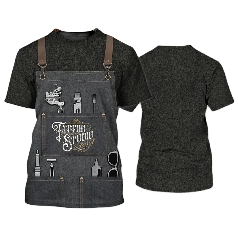 Tattoo Artist Pattern T Shirt For Men Clothing Street Retro O-neck Short Sleeve Men Women T-shirts Uniform Oversized Tops Homme