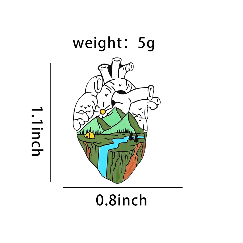Amor ao ar livre alfinetes de esmalte personalizado acampamento coração broches lapela emblemas montanha praia campista jóias presente para crianças amigos