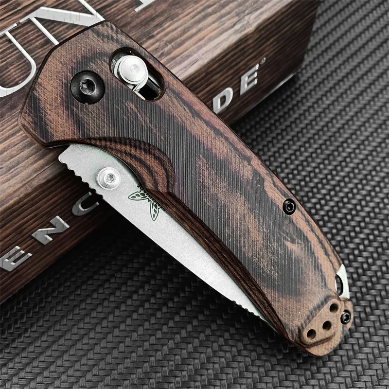 BM 15031 Folding Knife Outdoor Camping Tactical Self Defense Pocket EDC Knife Stable wood handle S30V handling men\'s gifts