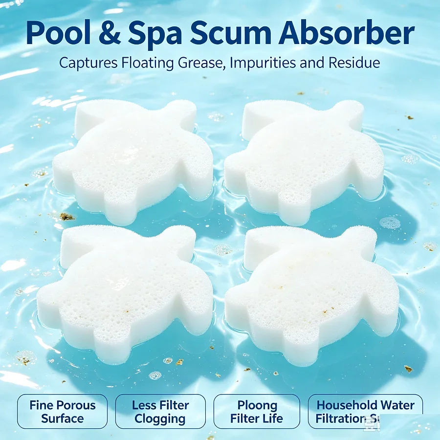4pcs Turtle Shape Tub Sponge Oil Absorber 8.3