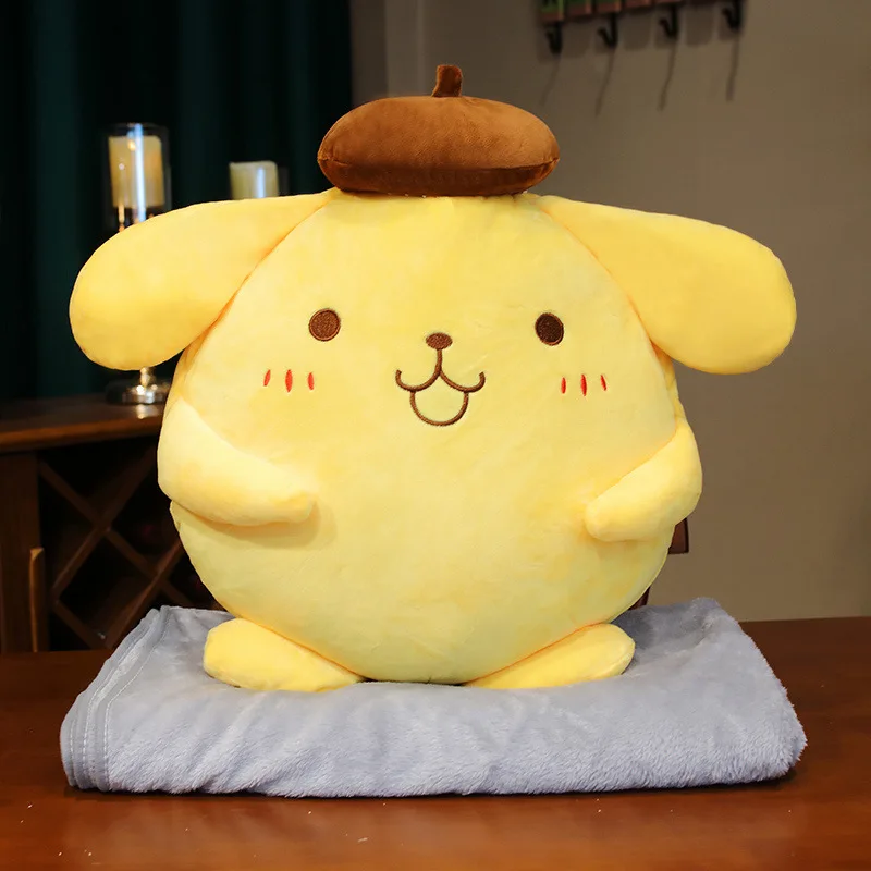 50cm Pompom Purin Plush Doll 2-In-1 Pillow Blanket Dual Pillow Sofa Car Pillow Lunch Break Air-Conditioned Quilt Sanrio Toy