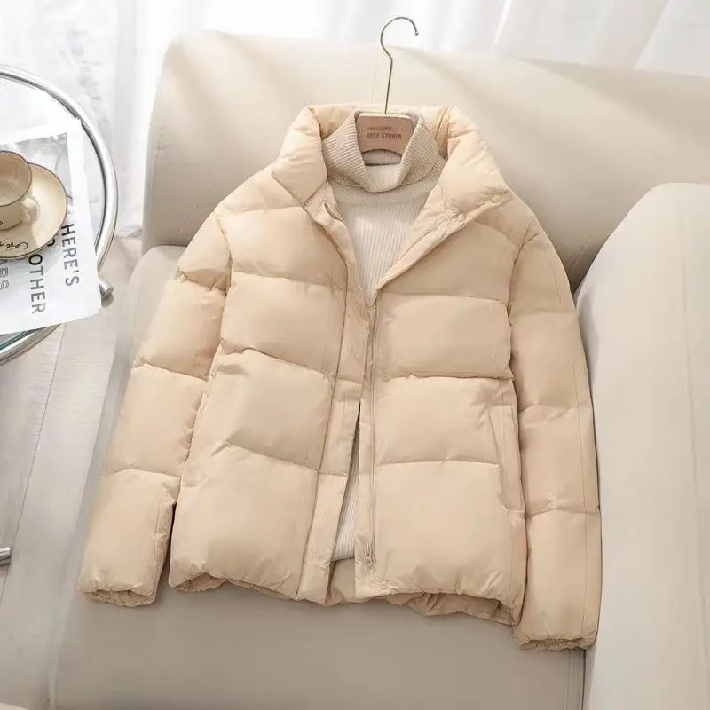 2023 New Winter Short Parka Jacket Women Thick Cotton Padded Coats Female Stand Collar Loose Puffer Parkas Down Jackets Outwear