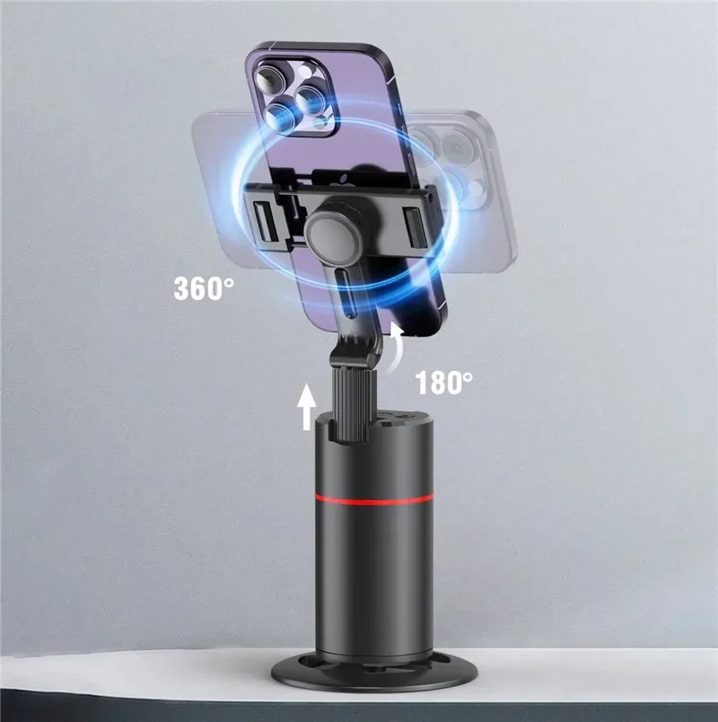 Inteligentny stabilizator gimbala AI P02 z obrotem 360 stopni, automatycznym śledzeniem twarzy i uchwytem na telefon komórkowy.