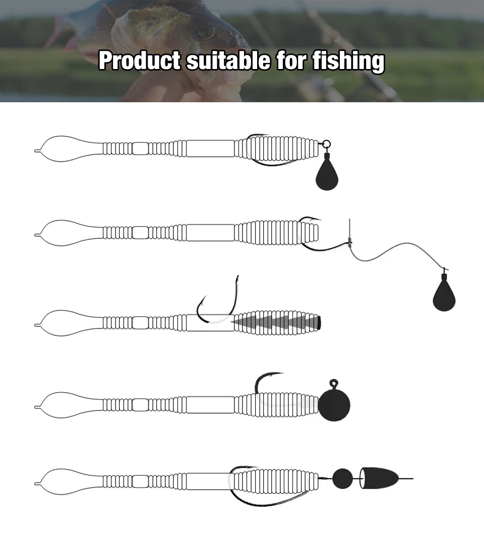 Neue 10 Stück Angelköder 10,5 cm TPE Schwimmender Slug Weicher Köder PVC Sinkender Regenwurm Künstlicher Wobbler Wurm Silikonköder Meeresgerät – Detail 6
