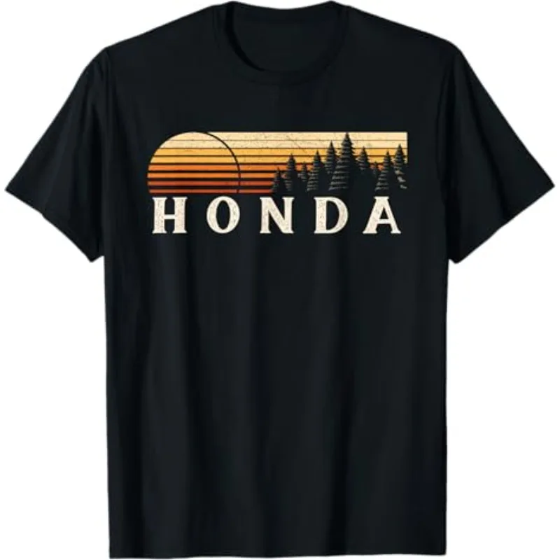 

Honda Men's and Women's T-Shirt Racing Motorcycle Culture Shirt Summer Ride CA Vintage Evergreen Sunset Eighties Short Sleeves