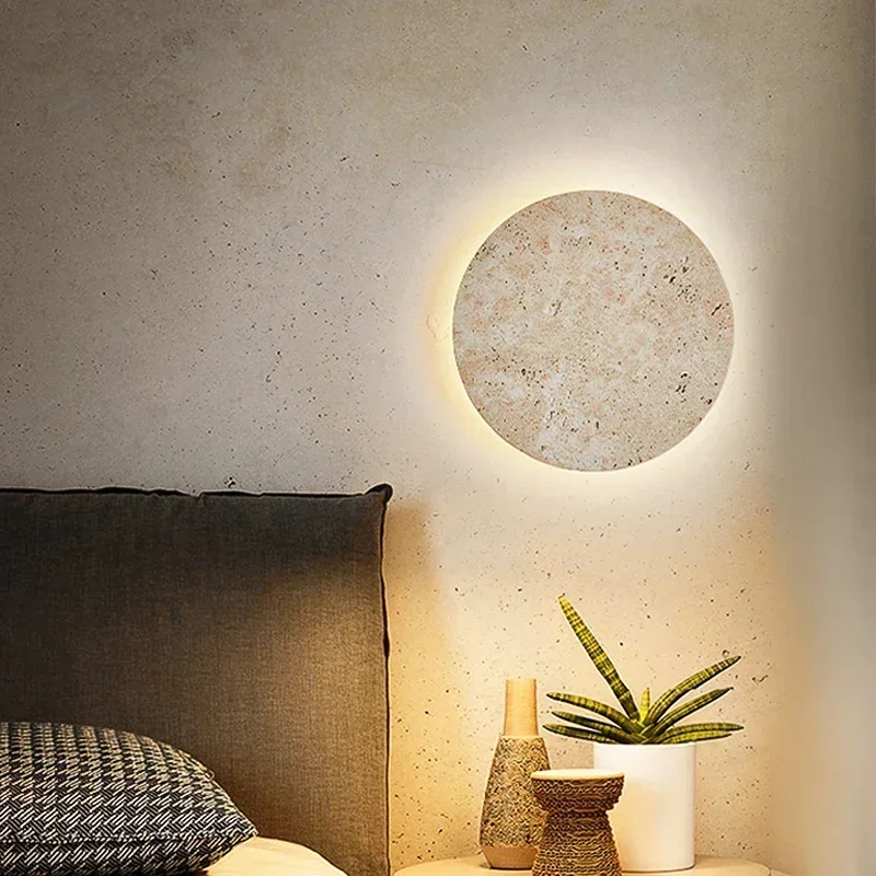 Neue runde wandleuchte natürliche gelbe höhle stein LED lampe Nordic kreative Wabi Sabi hause dekoration nacht korridor wandleuchte