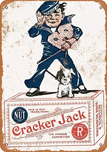 Letrero de chapa de ley 1918 Cracker Jack Candy 2, letrero de Metal con aspecto Vintage