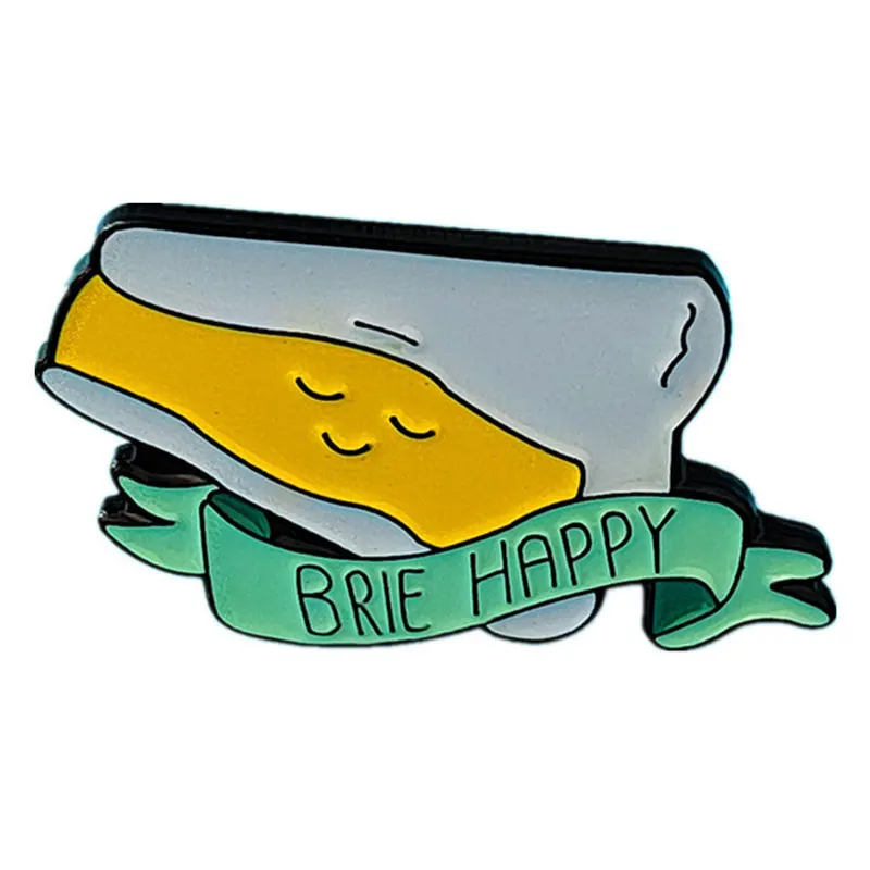 Brie Happy Cheese Enamel Pins Cute Cartoon Metal Brooch Badge Fashion Jewellery Clothes Hat Backpack Accessory Gifts