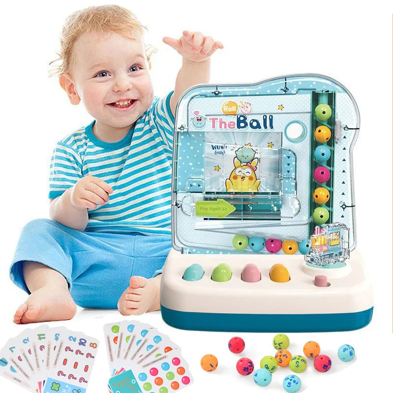 Bambini giocattoli matematici Montessori Rolling Ball Track Game Machine con Card Baby Activity giochi da tavolo apprendimento giocattolo educativo regalo