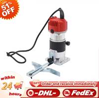 800W Electric Woodworking Trimmer DIY Crafts Processing Copper Wire Motor Base Height Adjustable 30000RPM for Grooving&Crafting